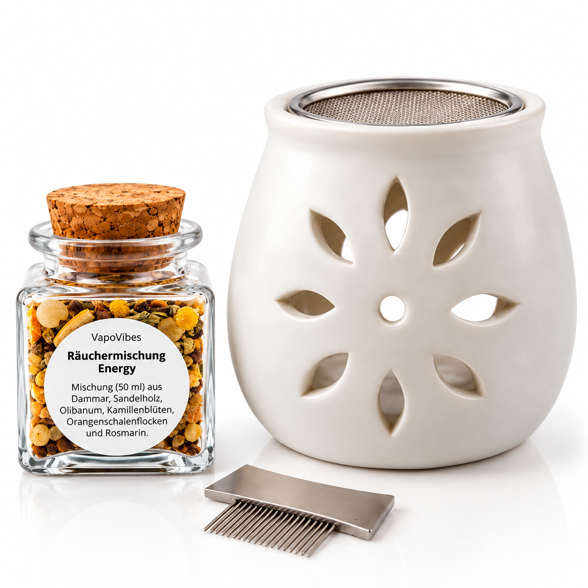 Bundle Räucherstövchen Flower & Räuchermischung Energy 50ml